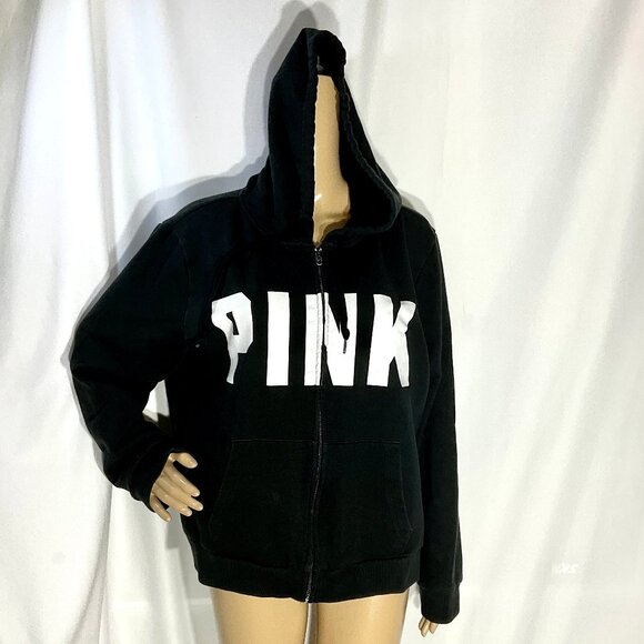 VS PINK Black Zip Hoodie XXL - Picture 1 of 8